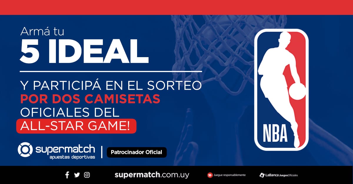 ¿Estás listo para ganarte una camiseta oficial del All-Star Game de la NBA?
¿Qué tenés que hacer?
Dale RT y “me gusta”, armá tu quinteto ideal de la NBA, compartilo con el hashtag #SorteoSupermatch y estate atento a nuestras redes sociales para saber si sos uno de los ganadores.
