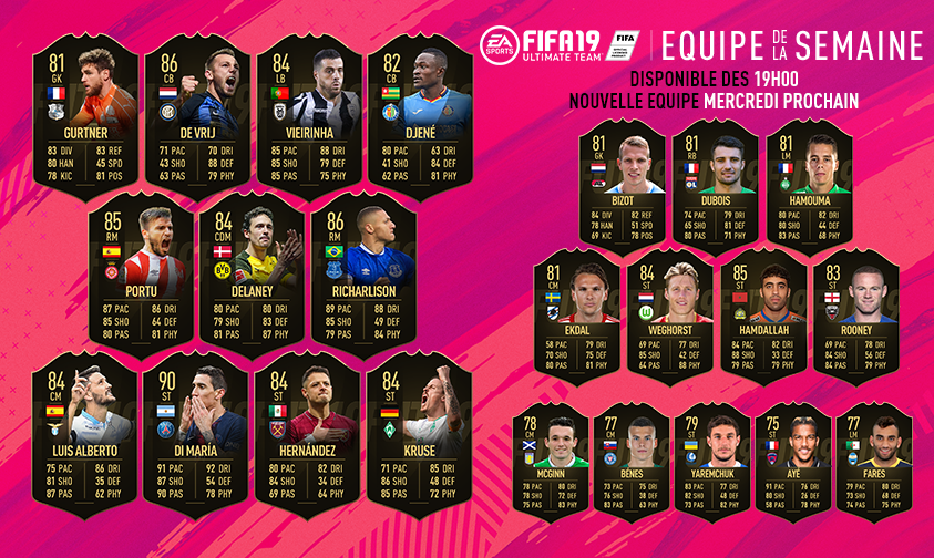 easportsfcfr's tweet photo. 🔥La #TOTW 27 avec Di Maria coup-franc en pleine lulu 90 (BU) 🇦🇷, De Vrij 86 🇳🇱, Richarlison 86 🇧🇷! A noter les présences 🇫🇷 de  @leodubois15  @florianaye #Hamouma #Gurtner ! #FUT #FIFA19 https://t.co/977LBWvxWQ