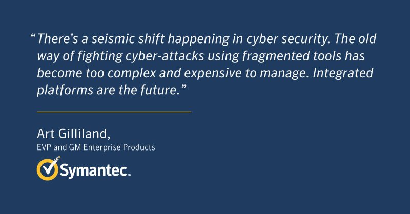 symantec's tweet photo. Our own Art Gilliland says it brilliantly. Learn how our #platformshift means better integration between your products and services. https://t.co/8Jji252lnK https://t.co/mLO2REPSFa