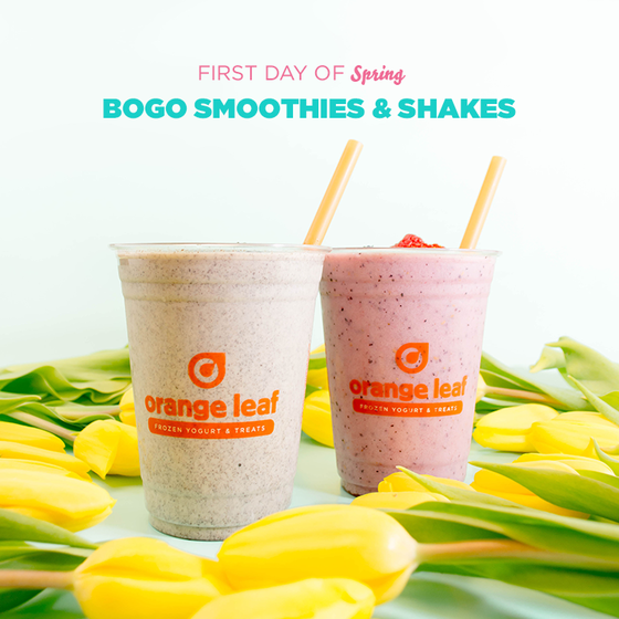 Spring is here so we’re treating you to our delicious sips. 
Visit us today, Wednesday, March 20th, and enjoy buy one, get one free on all Smoothies &amp; Shakes.