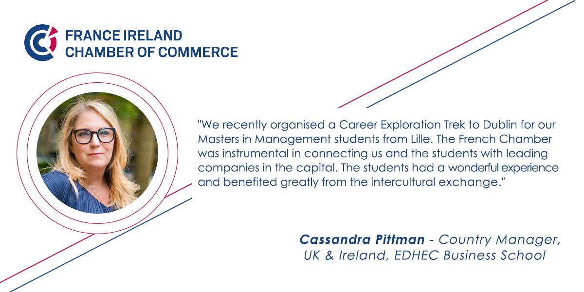 FranceIrelandCh's tweet photo. #FICCSERVICES
Last month, @EDHEC_BSchool students came to Dublin to take part in a Learning Expedition organised in partnership with FICC ✈️
Our Chamber assists you in the organisation of conferences and company visits.
Please contact us for more info: https://t.co/klJhR7rREv https://t.co/sp9ec66vRQ