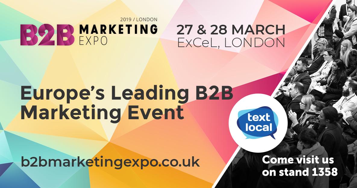 webexinteract's tweet photo. We'll be on stand 1358 at the #B2BMarketing19 next week showcasing how using SMS as marketing channel allows you to easily communicate with customers on the go. Get your free ticket and pop by our stand! https://t.co/ZC6E4S7usv https://t.co/UIc1Hbg02i