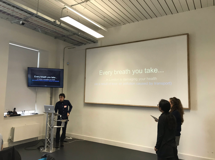 DMATalent's tweet photo. The first team are up, presenting their response to @TfL #creativedataLabs brief.   Reduce use of transport, increase activity, promote active transport https://t.co/WKzK1EU6jG