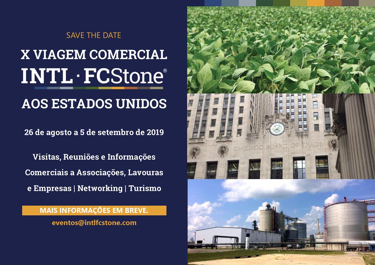 SAVE THE DATE | Em agosto a @FCStoneBrasil embarca na 10ª edição da Viagem Comercial aos Estados Unidos, com dez dias de visitas e informações de mercado e da safra norte-americana. Em breve divulgaremos mais informações!