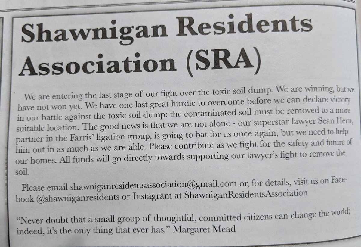 Remove the contaminated soil 2 a more suitable location! One last hurdle. Please contribute as we fight for the safety and future of our homes. Email shawniganresidentassociation@gmail.com to help contribute to the fight.#shawniganlake #WaterIsLife #community #sra #WorldWaterDay