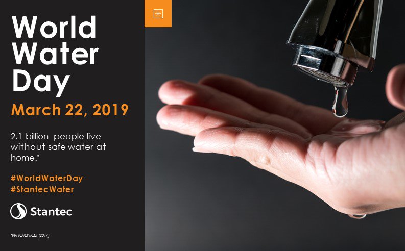 Stantec's tweet photo. Join us in raising awareness for #WorldWaterDay! Share your favorite tip to conserve water with us. #StantecWater https://t.co/CQyDS465WM https://t.co/ROYKiCwboF