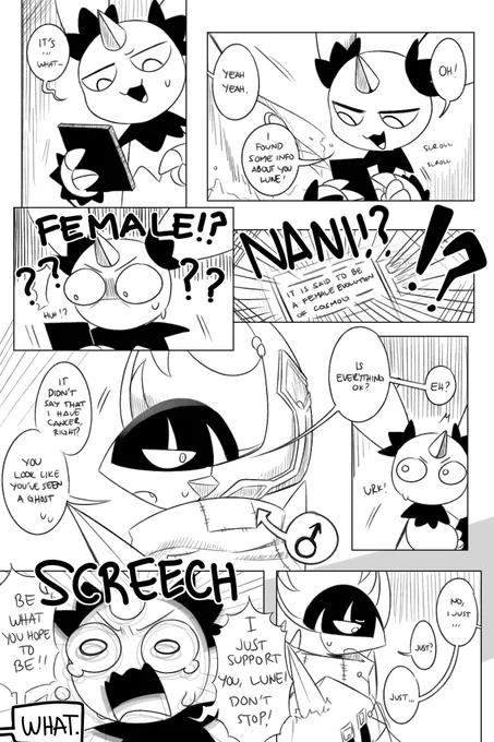 [READ IT RIGHT TO LEFT!!!] it's a dumb comic I made feat. just_reez since his lunala is a male and I have nothing better to post 

it's hard to get the message across if it's just one page but it's fun 