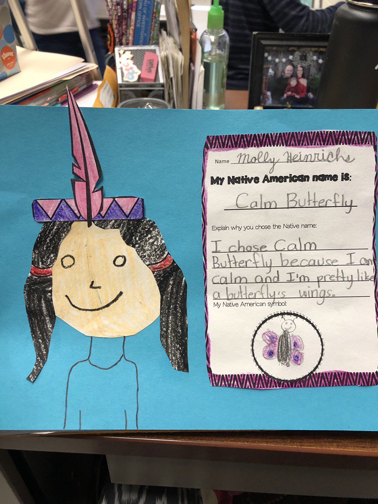 Mrs_A_Wayne's tweet photo. We worked on naming ourselves with Native American inspired names! #charactertrait #animal #nativeamericanunit https://t.co/hDXE2rfgiX