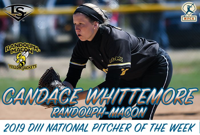 NFCAorg's tweet photo. Dominant week earns @RMC_Softball's Whittemore @sluggerFP /NFCA Division III National Pitcher of Week honors. https://t.co/P8EcniP4nQ #NFCAPOW https://t.co/I0VkFZ1WEw