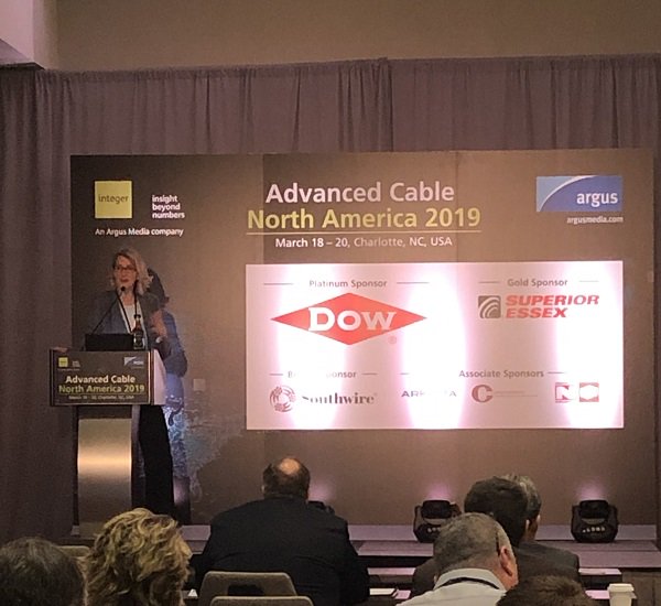 Integer_Cable's tweet image. Tina Robertson, Director of Sales, Global Accounts, at @CenturyLink speaking on on growth in global interconnected fiber networks on day three of #ACNA19.