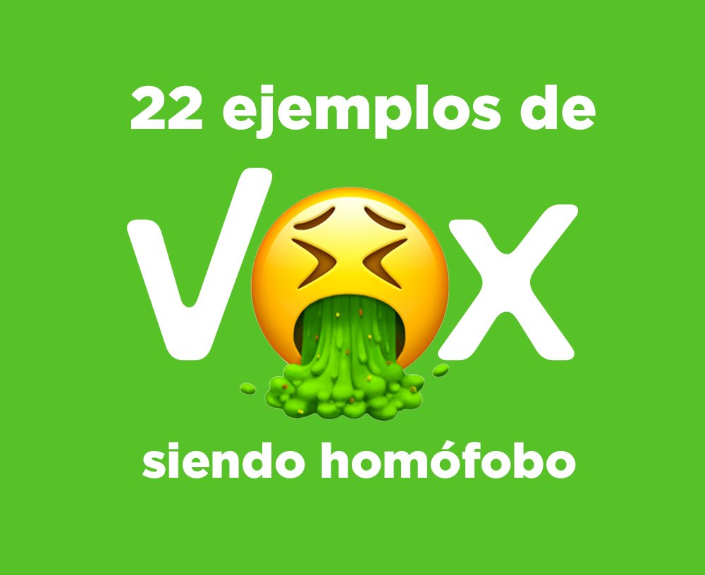 HILO con 2️⃣2️⃣ veces que políticos y simpatizantes de V🤮X han sido homófobos o tránsfobos a través de declaraciones o propuestas políticas. Bien recopiladito para que lo compartáis cuando alguien no tenga muy claro el verdadero discurso de esta formación en cuestiones LGTBI.
