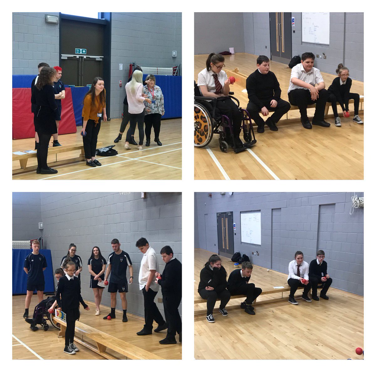 HarrisAcademyPE's tweet photo. Mrs D's LSA leading some S1-3 pupils and staff in the game of Boccia  Many thanks to Gordon from@LACDundee for all the help with the new skill set @HarrisAcDYW #leadership#proudpedept#enjoyment https://t.co/yZ9IusXZrE