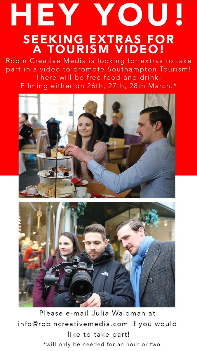 rcmagencyuk's tweet photo. Fancy joining us on one of our fun film shoots? Come and join us in Southampton Centre at some of the Citys' top restaurants! #southampton #castingcall #videoproduction #extrasneeded https://t.co/fl1w1pSQUS