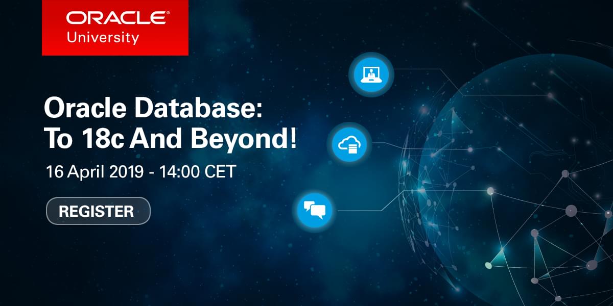 Oracle_Edu's tweet photo. Discover how you can easily take full advantage of the performance, reliability, security, and other features of the #OracleDatabase18c in this live #webinar. Register here 👉 https://t.co/nNag8UXJZT https://t.co/sXXDm4Tx05