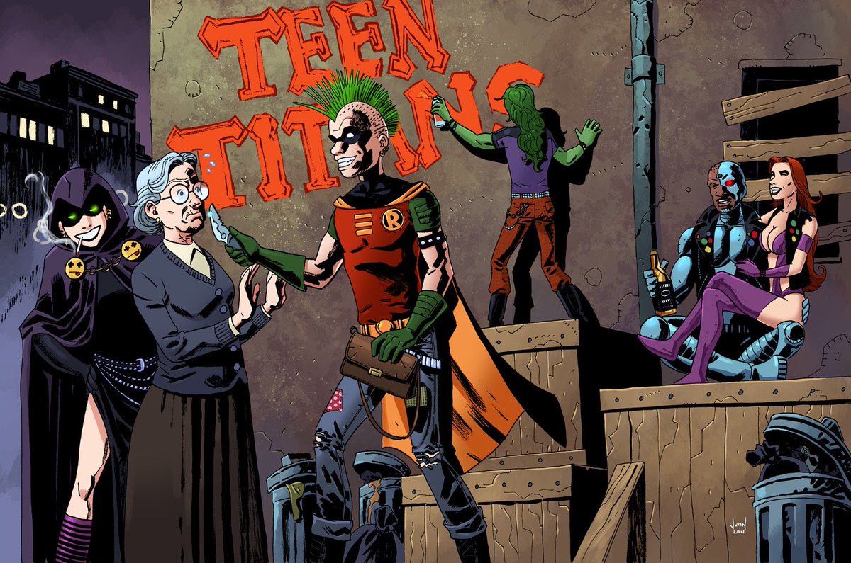 diablo_comics's tweet photo. Kids these days... #teentitans #dc #comics #mashup #lol #diablocomics #freecomic #robin #raven #cyborg https://t.co/1VMn4SF6pH