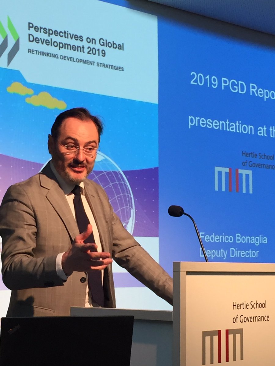 thehertieschool's tweet photo. Now on campus: @FBonaglia presents the #OECD’s 2019 #GlobalDevelopment Report and discusses how to rethink development strategies with our Inge Kaul. https://t.co/JhHVQ8uDdJ