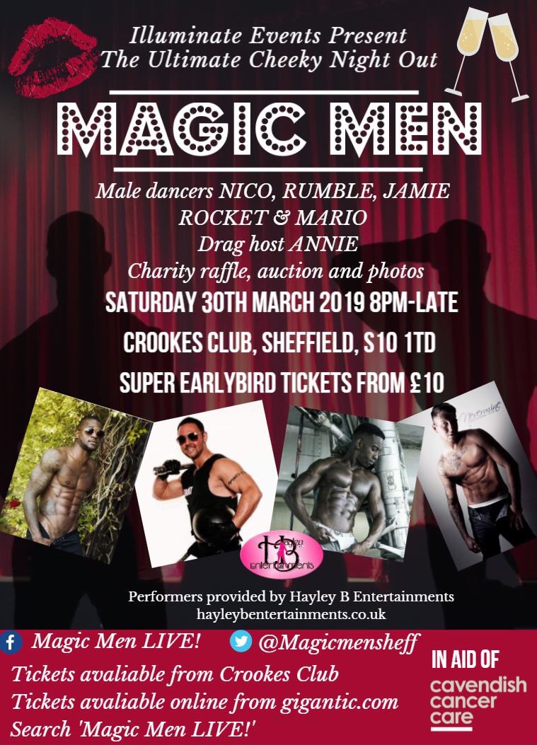 MagicMenSheff's tweet image. Grab the girls, It’s ladies night! Magic Men are coming to Sheffield! A cheeky night with male entertainers and a drag host on the 30th March!! Check out the event here: bit.ly/2CnF3ZJ #southyorksbiz #whatsonsheffield #sheffsocial #sheffieldevents #ladiesnight #crookes