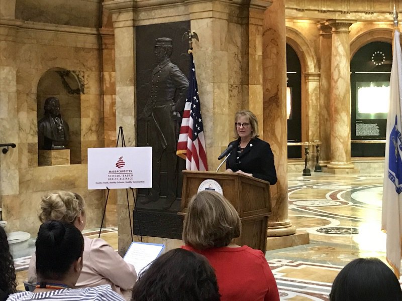 SenJoanLovely's tweet photo. Along with Reps. Speliotis &amp; Walsh, honored to host &amp; speak @mass_sbha advocacy day. School-based health centers provide vital &amp; confidential resources to students on subjects such as addiction, sexual health &amp; suicide prevention. #MAPoli https://t.co/Tp6Jprncw5