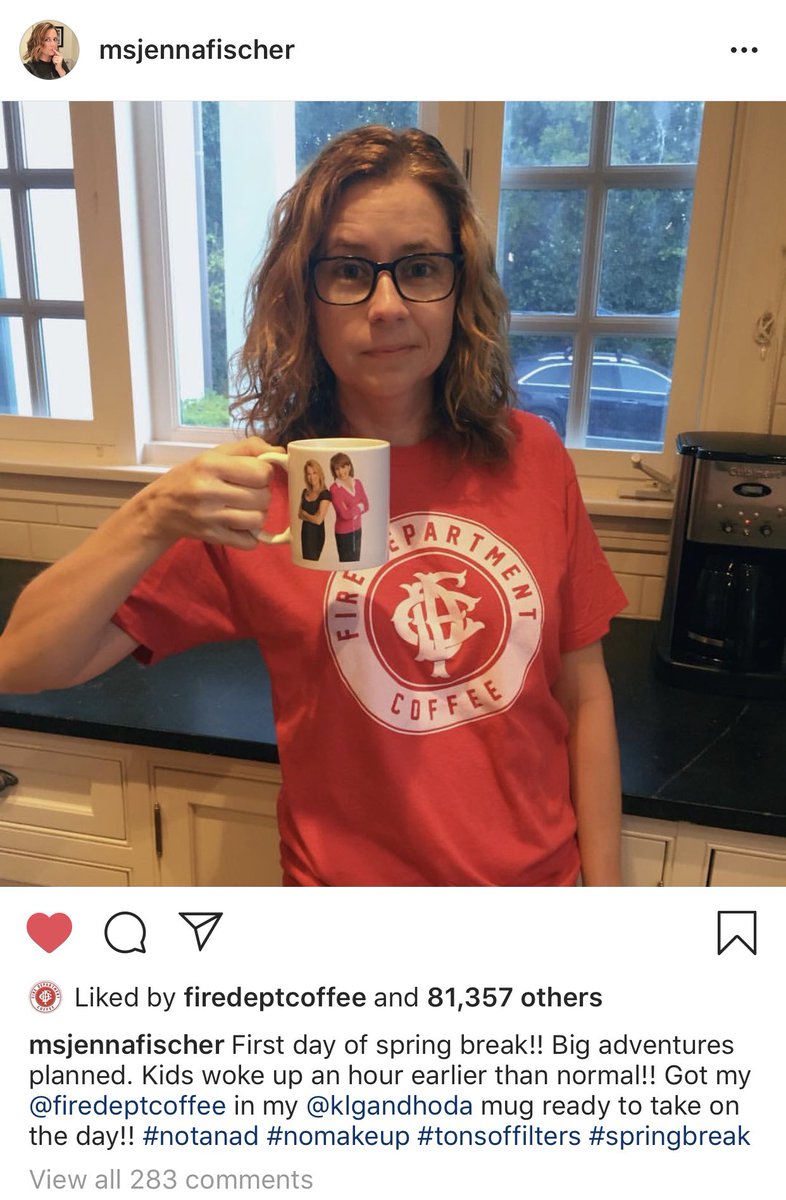 Thanks <a href="/jennafischer/">Jenna Fischer</a> for the shoutout to our client <a href="/firedeptcoffee/">Fire Dept. Coffee</a>! We’re so glad you chose a small business with big heart for your morning fuel!