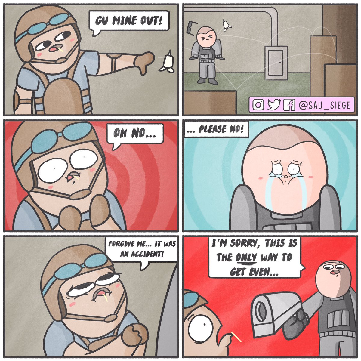 SAU_SIEGE's tweet photo. It's behind the scenes day yay! 🌈 This was based on a true story. Still think about it... https://t.co/fyBFTQrVDW #RainbowSixSiege https://t.co/FK4wW6ju7f
