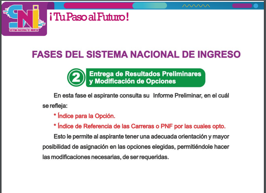 OpsuAnz's tweet photo. El #SNI consta de (03) Fases
Fase I Registro y Validación de Notas
Fase II Entrega de Resultados Preliminares y Modificación de Opciones
Fase III Asignación
Es un proceso gratuito y obligatorio para todos aquellos que deseen ingresar a una Institución de Educación #Universitaria. https://t.co/W43XubxgDh