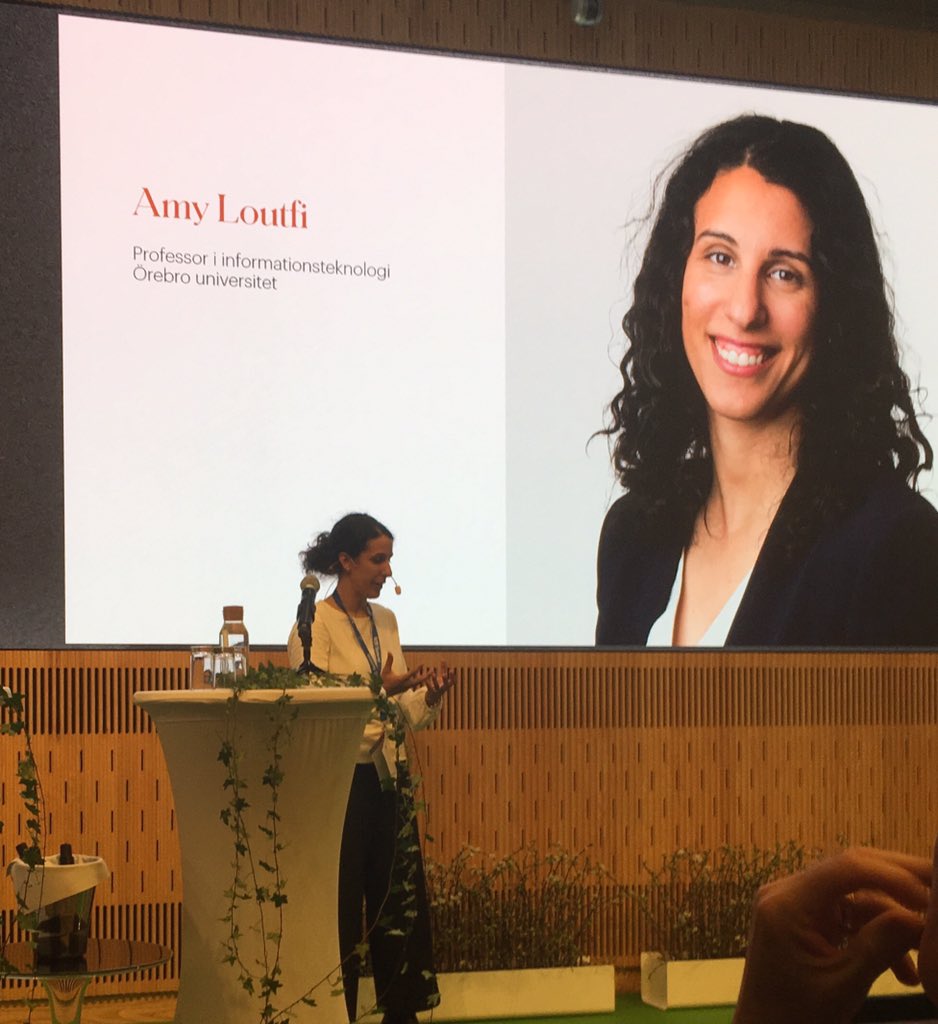 EPetursson's tweet photo. Very inspiring talk about challenges and opportunities with AI by Amy Loutfi @IVA1919 https://t.co/y3h8lta46m