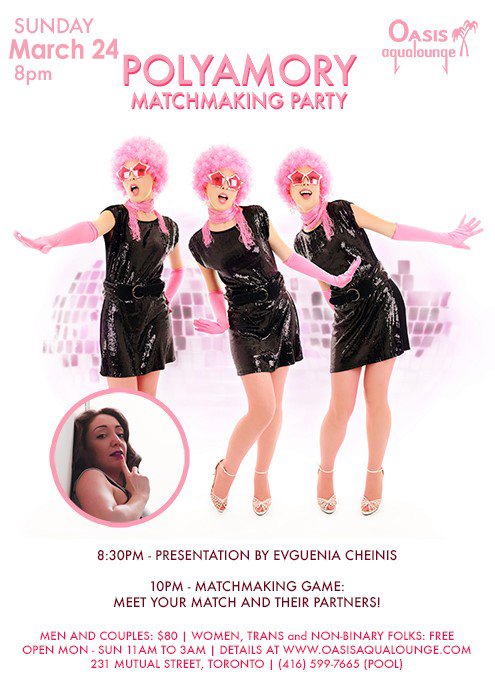 catchfatima's tweet photo. What's nicer than 2 people in #love? THREE...or MORE! Meet #polyamorous folks & their partners this #sundaynight @Oasis231mutual for #PolyamoryMatchmaking. Learn about open #relationship styles w/@SpiritSexLab & enjoy icebreakers. #Newbies welcome. @CeciliaMorrell https://t.co/Dk6Q0kOfhN