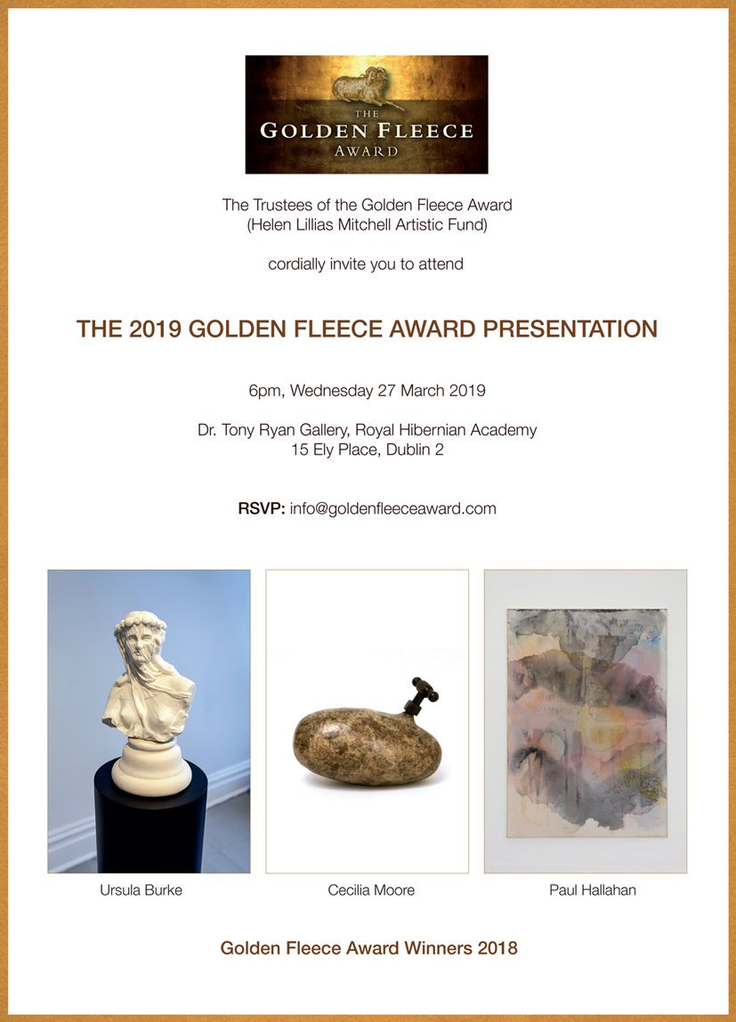 GFAward's tweet photo. Just a week away from the 2019 Golden Fleece Award Ceremony, which takes place at the RHA next Weds, 27 March, at 6pm. This year's shortlist comprises four artists/makers: Dragana Jurisic, Nuala O'Donovan, Marcel Vidal &amp; Sara Flynn. Join us on the 27th to find out who has won! https://t.co/0Ok5FjoACt