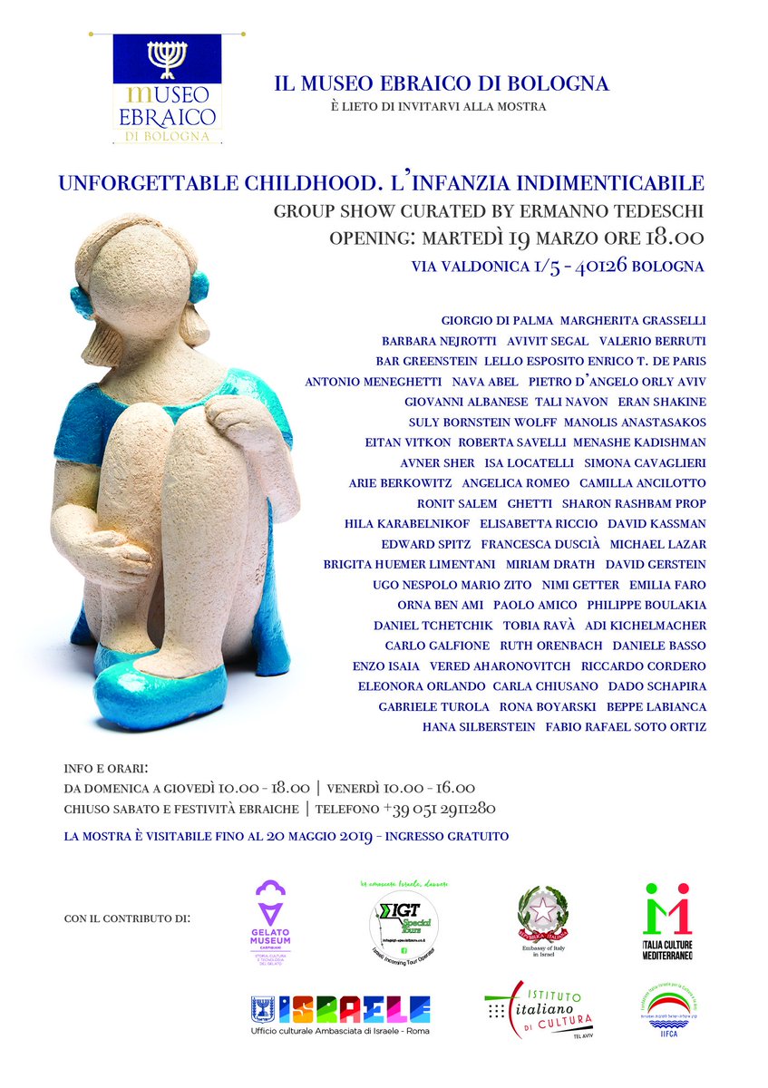 "Unforgettable childhood. L'infanzia indimenticabile", a cura di Ermanno Tedeschi, dal 20 marzo al 20 maggio 2019, al Museo Ebraico di Bologna
