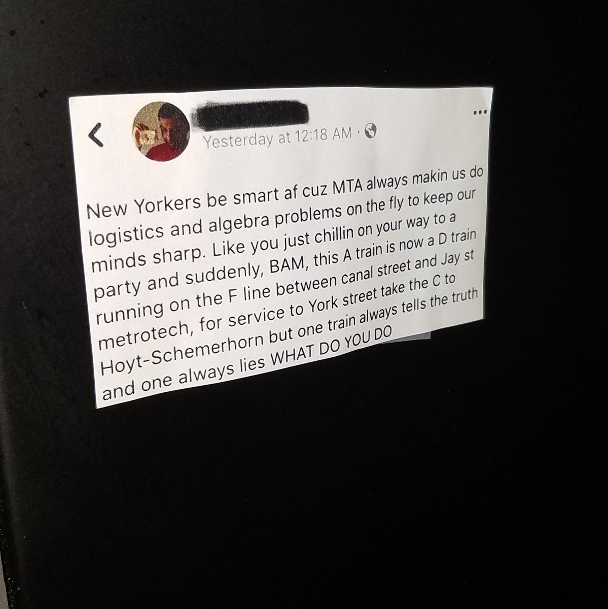 OfficeBanksy's tweet photo. #OfficeBanksy #strikes #again! #Downtown #NewYorkers #MTA #logistics #algebra #OnTheFly #WhatDoYouDo https://t.co/ttFr4gdvXj