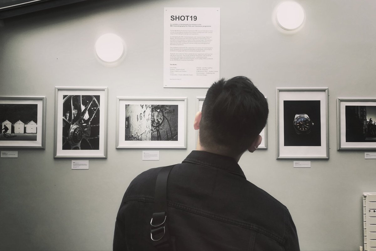 BUIntCollege's tweet photo. Some fantastic work on display at the #shot19 exhibition on Talbot Campus! Our new students loved seeing the work of current MA Cinematography for Film and Television students at #bournemouthuni 🎥 https://t.co/SS04ZRuYrU