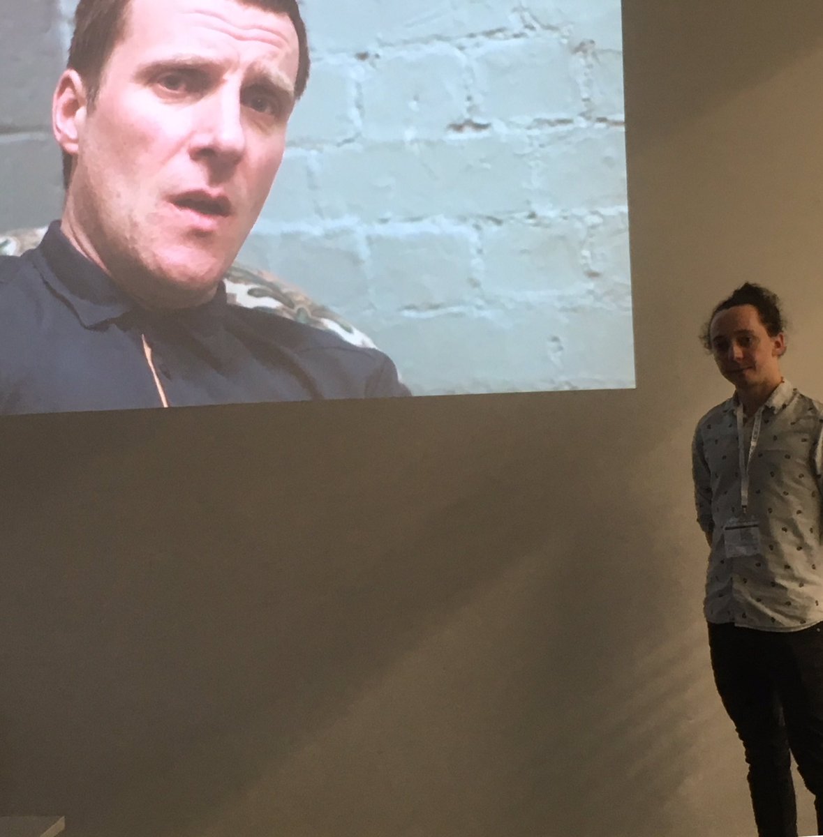 GarethWThomas's tweet photo. Nathan Hannawin talking to UCA music students about his film Invisible Britain, following Sleaford Mods on their tour around the parts of the U.K. neglected by politicians @ucabom @UCA_Business @UniCreativeArts @uca_music @ucajournonews https://t.co/N2ZmhtZrE5