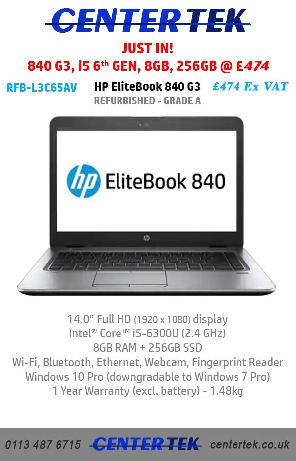 CentertekLtd's tweet image. Superb Grade A Refurbished HP Elitebook - only £474 Ex VAT &amp;amp; Delivery. This would have been well over a £1,000 when new #elitebook #hplaptop #cheapnotebook #cheaplaptop #refurbishedlaptop