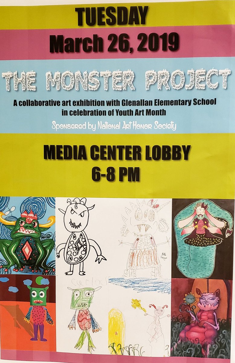 So excited for this creative collaboration between NHS and the 1st graders of Glenallan Elementary! Monster fun! Thx National Art Honor Society <a href="/VisualArts_NHS/">Visual Arts Pathway</a>