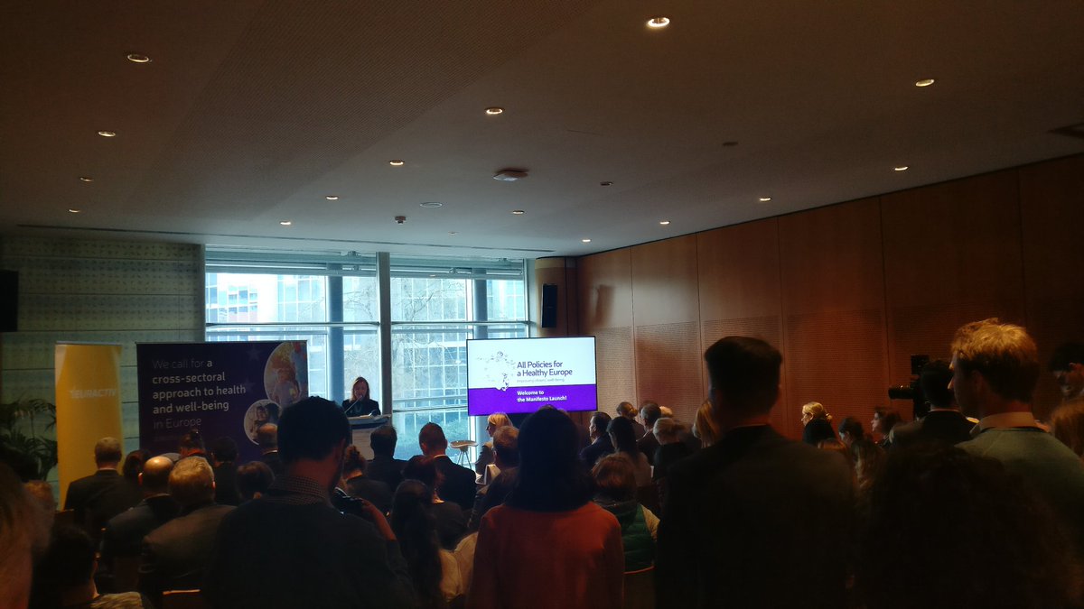 Full room at the #EP for the All Policies for a Healthy Europe manifesto launch, where @EURACTIV is a media partner. About to listen to MEPs @LieveWierinck  @MichalBoni @AdinaValean, amongst others. #Wellbeing4All