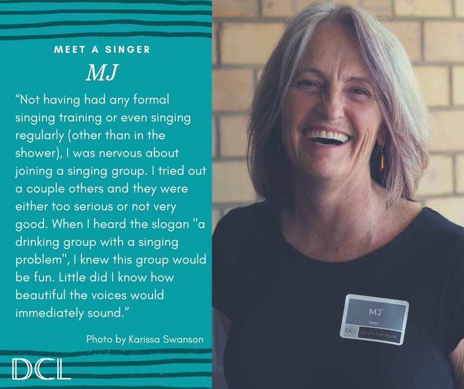 Meet MJ! She keeps the tenors in check and always has a glass of wine in hand.🍷 Join DCL to sing with MJ and a bunch of other great people. Rehearsals start 4/1 at <a href="/MileHighSpirits/">Mile High Spirits</a>. Register at denverchoirleague.org/sing

#denverchoir #denversings #sipandsing #singwithMJ