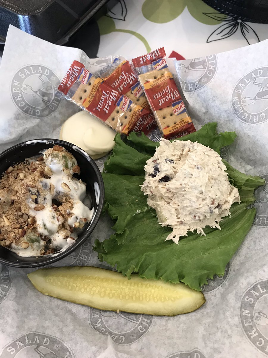 KristinSines's tweet photo. So excited to have a @chickensaladchi open in nearby McKinney!  Woke up super early to be among the first 100 and receive free chicken salad each month for a year!  Thx &amp; Congrats on your Grand Opening! #GrandOpening #SecondInLine #ChickenSalad #FancyNancy #FruityFran #Delicious https://t.co/CJJO9aDmsV