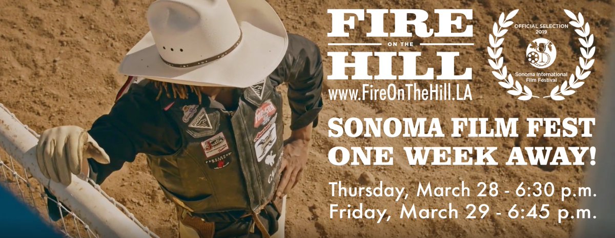 FireOnTheHillLA's tweet photo. We are just ONE WEEK AWAY from the @SonomaFilmFest! With two sold out screenings and four cowboys attending, this will surely be a blast! Thursday, March 28 at 6:30 p.m. and Friday, March 29 at 6:45 p.m. See you all there!

#SIFF2019 #SonomaFilmFest #FireOnTheHill https://t.co/7PynoLsZA6