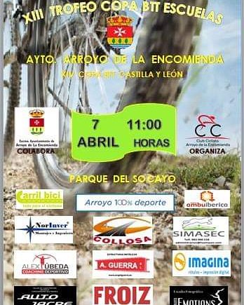 <a href="/CdCiclismo/">CD Ciclismo Arroyo de la Encomienda</a> Convocatoria
🚲 XIII Trofeo Copa BTT Ayto.Arroyo de la Encomienda.
Sexta prueba puntuable para la  XIV Copa BTT Escuelas Castilla y León
📆 7 ABRIL
🕚 11:00 a.m.
🌳🏞 Parque del Socayo