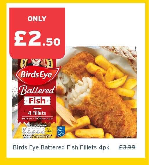 CranhillOneStop's tweet photo. Wondering what to rustle up for dinner? 🤔 Why not pick up these Birds Eye Battered Fish Fillets for just £2.50? Dinner sorted ✔️

Offer ends: 09/04/19 https://t.co/i9yvTERwjC