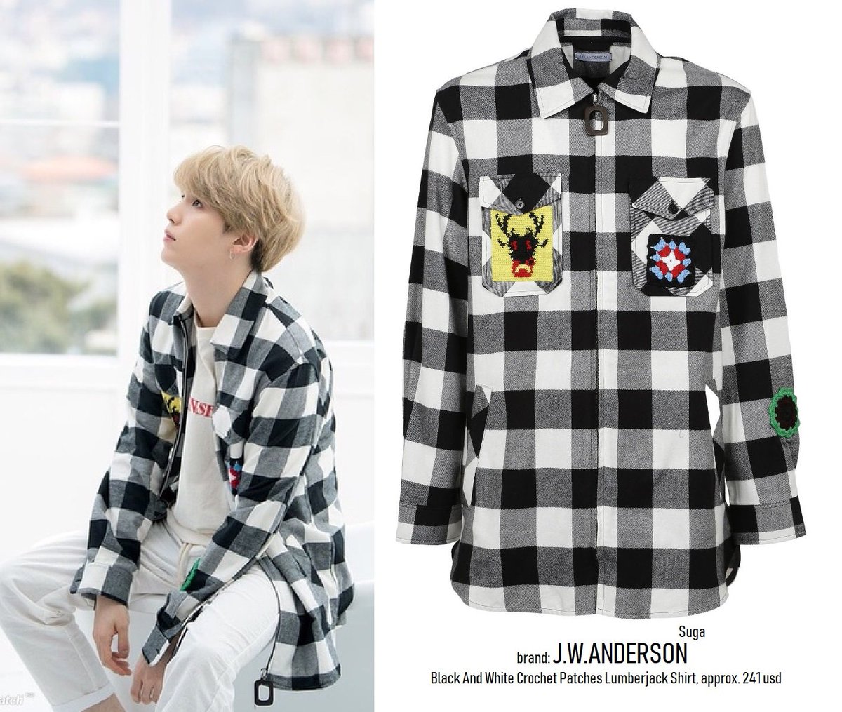 Beyond The Style Alex Suga Requested Bts Roliat Vintage Sunset T Shirts J W Anderson Black And White Crochet Patches Lumberjack Shirt