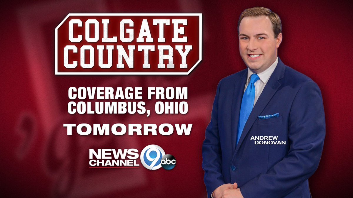 AndrewDonovan's tweet photo. For years, @NewsChannel9 has been the faithful home of #OrangeNation. This year we’re introducing #ColgateCountry to our #MarchMadness coverage. @JackEstabrook and I are headed to Columbus, Ohio as @ColgateMBB attempts the Cinderella story of #NCAATournament. https://t.co/FBAwgLVsXd
