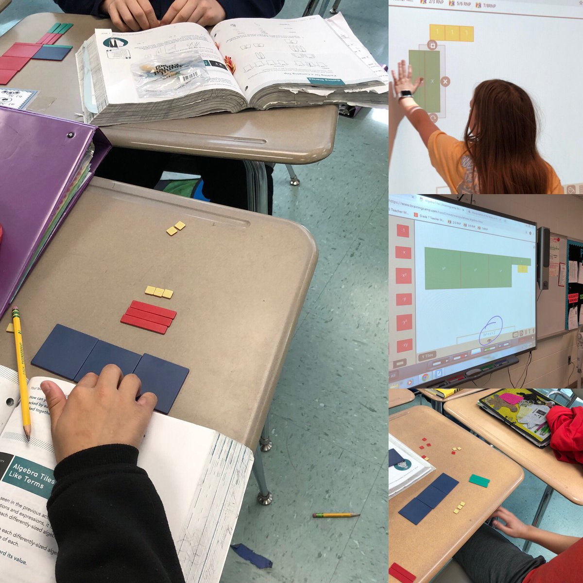 SMCPSMathDept's tweet photo. Algebra tiles and @carnegielearn in Ms. Folsom’s 6th grade classroom @ems_smcps #livelovemath https://t.co/uhu4OzsLjw