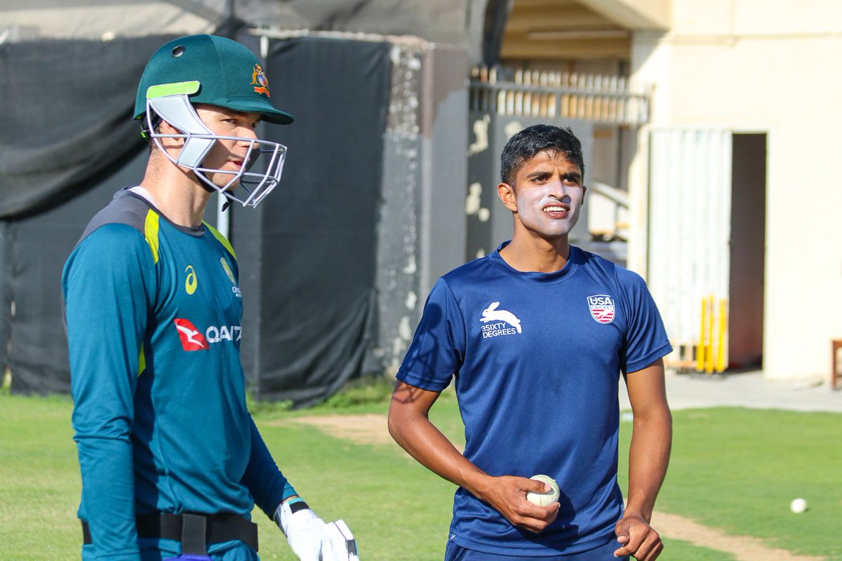 PeterDellaPenna's tweet photo. Most @usacricket bowlers went to Sharjah today to be net bowlers for Australia in preparation for ODI series with Pakistan. Standout moment was when Jessy Singh kept on beating the edge which prompted Aaron Finch to ask where he's from. "I'm from New Jersey." Garden State pride! https://t.co/KWzO7hJJCv