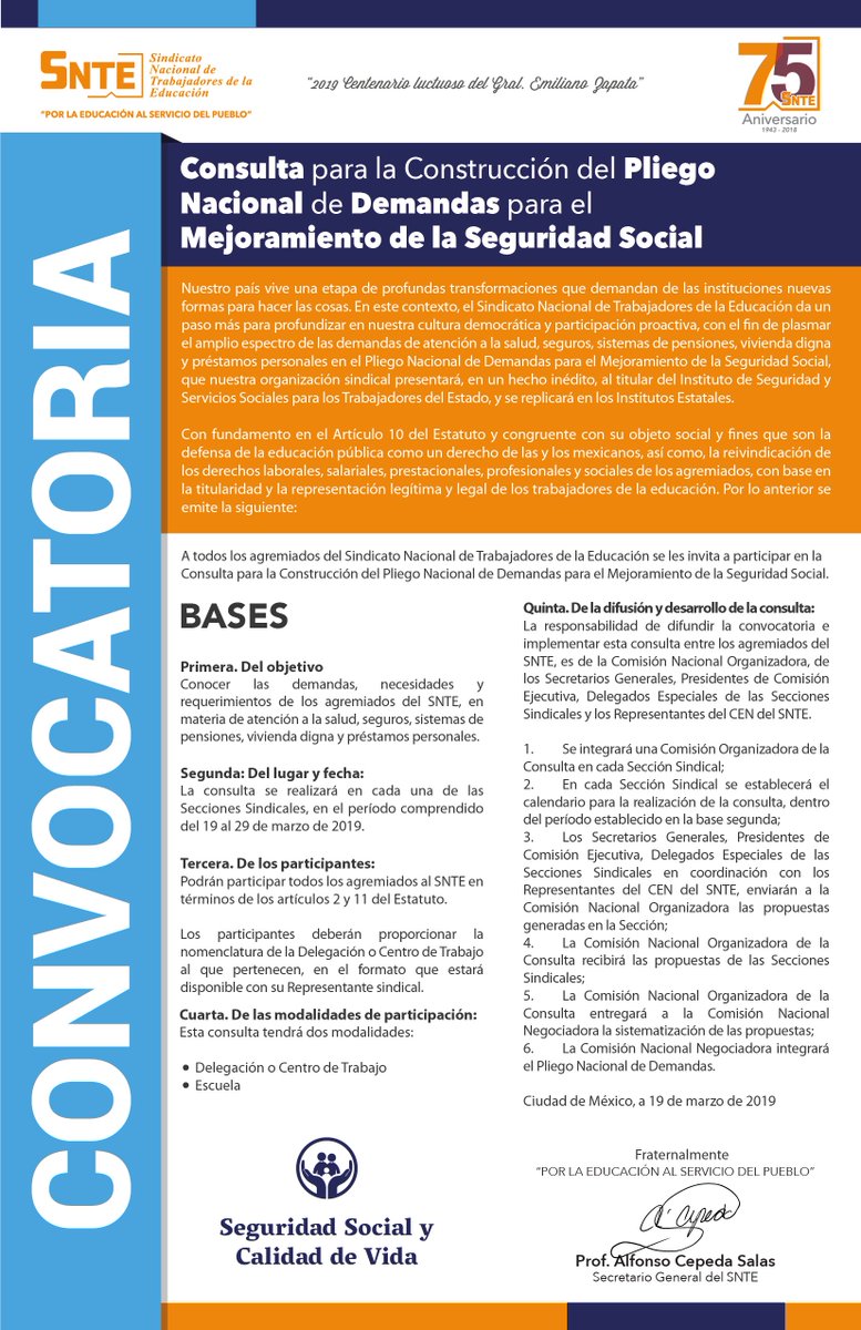 SnteNacional's tweet photo. #SNTEunoAuno 👨‍🏫👩‍🏫

✅ FORTALECE nueva Consulta Participativa en materia de Seguridad Social la Cercanía #SNTE 👥1@1👥  CONVOCA Sindicato a sus más de 2 MILLONES de agremiados a sumar sus voces 🗣️💬

#FelizMiércoles #20Mar #México Hoy 20 #DiaDeLaFelicidad #BuenMiercoles #TeamWorld https://t.co/2M2Lls5RJM