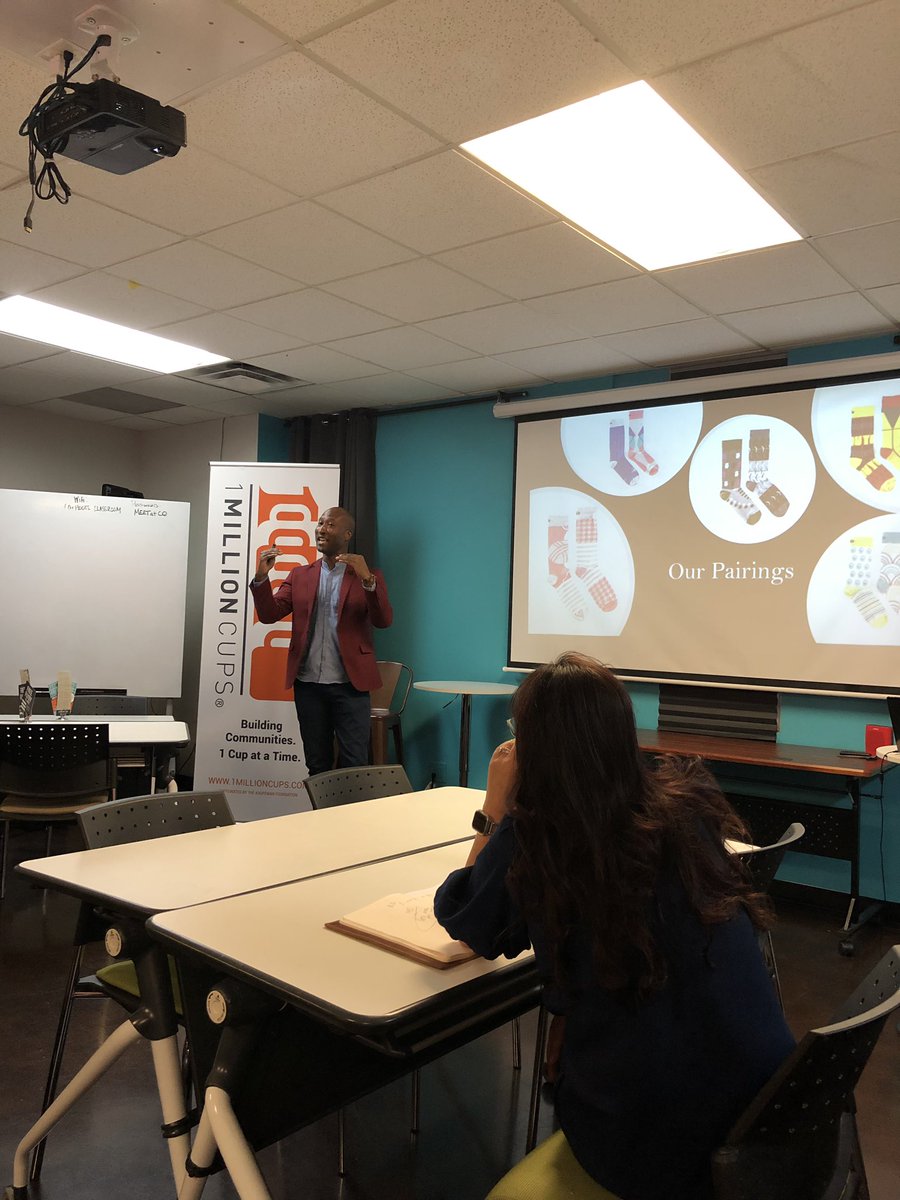 Hearing from <a href="/voycethreads/">Voyce Threads</a> &amp; Drew <a href="/1MillionCupsPHX/">1 Million Cups Phx</a> about his #Socks mission to Start Conversations