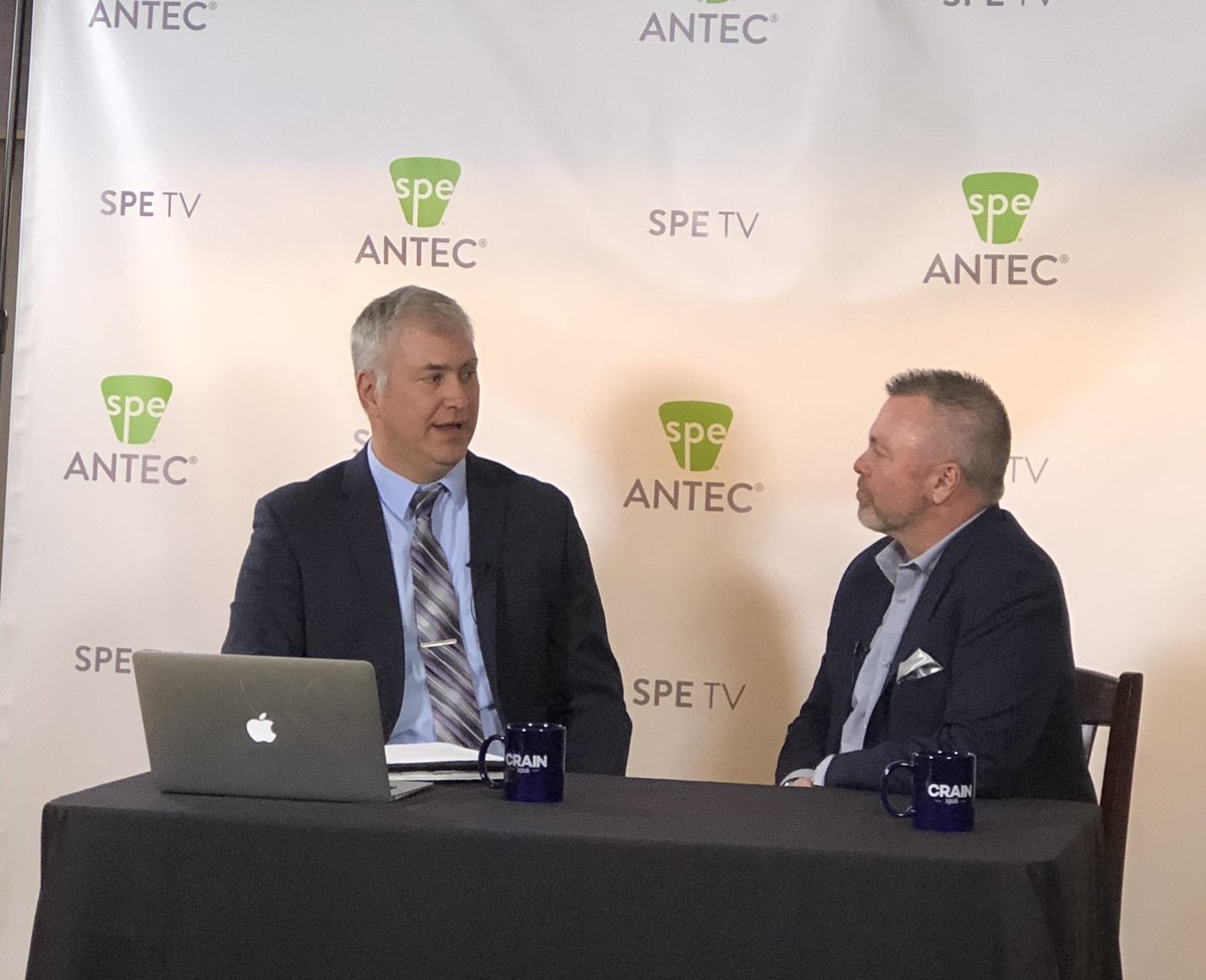 cpcarlin's tweet photo. Great interview on @4SPE_Plastics SPE TV featuring @PatrickFarrey and Plastics News editor @donloepp | talking about Twitter follows among other important topics! #ANTEC19 #INSPIREdetroit https://t.co/c5m2tkrJYV