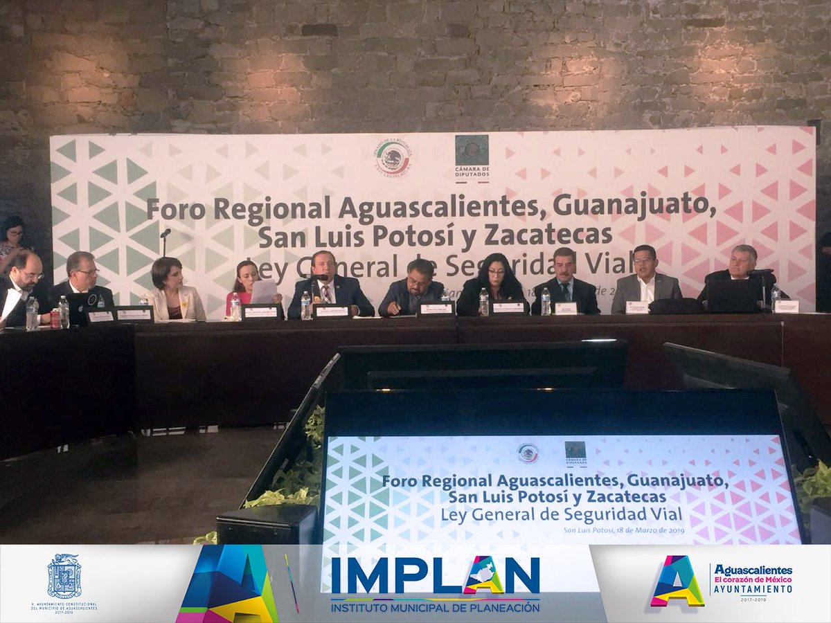 Jaime Gallo, Director General del IMPLAN participó en el Foro Regional para una Ley General de Seguridad Vial, llevado a cabo en la ciudad de San Luis Potosí, con el tema “Los retos de la seguridad vial y las necesidades legislativas en el espacio”. #ImplanAgs19