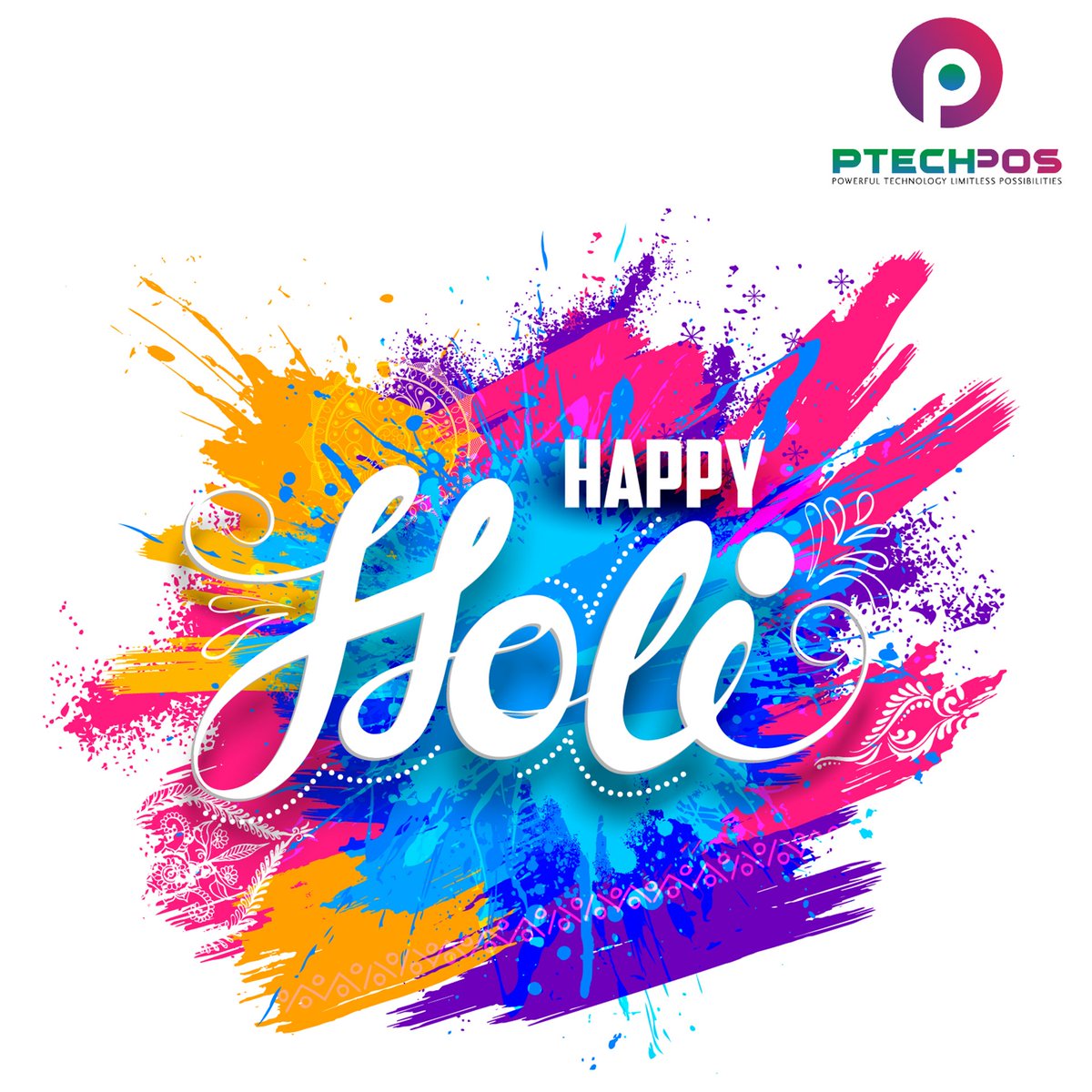 PosPtech's tweet photo. Happy Holi everyone! Let the colors of Holi spread the message of love and peace! #Holi2019 #Holi #HappyHoli #HappyHoli2019 https://t.co/9etAOP1sS4