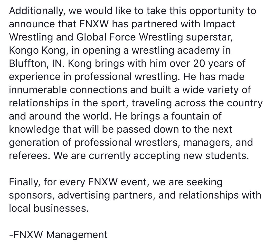 FNXWrestling's tweet photo. The big news! https://t.co/UuFa9gyBoe